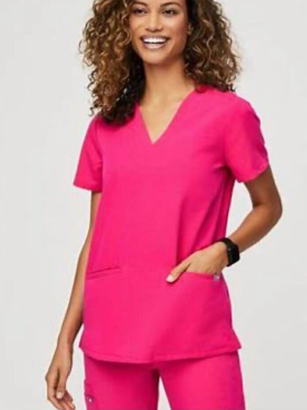 Figs Women's Casma Scrub Top - Shocking Pink - Large